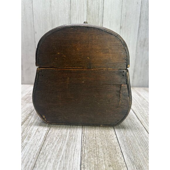 Vintage Jewelry Trinket Treasure Box Wood Wicker Rattan Hinged Lid w/ Top Handle - Picture 4 of 10